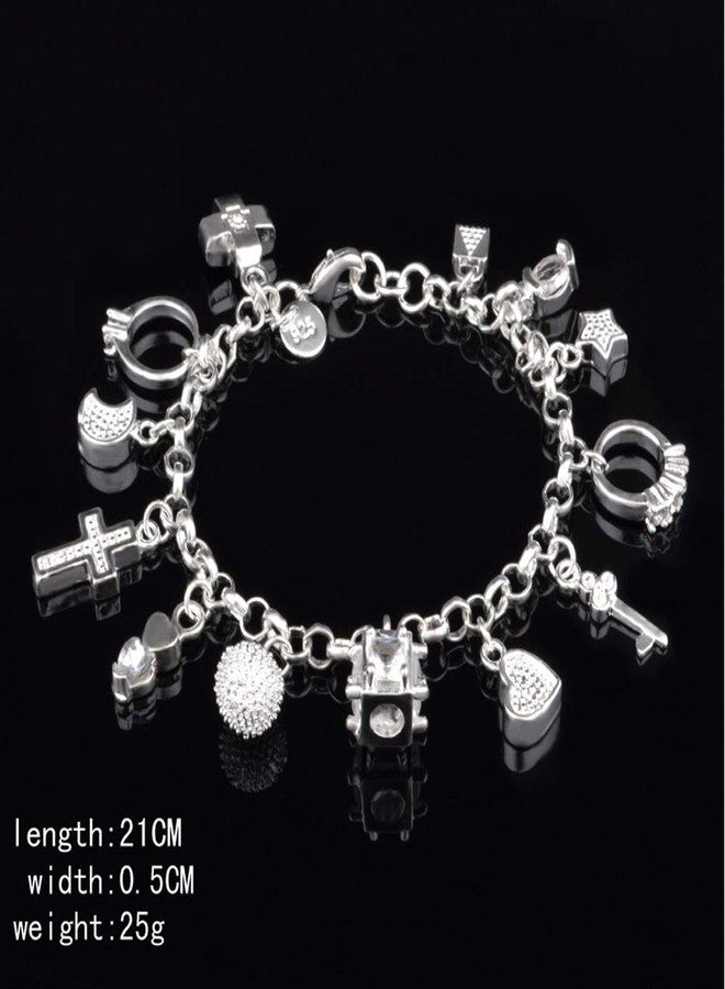 Aeora S925 Silver Thirteen Hanging Pieces Bracelet for Women Gift Bracelets & Bangles Jewelry - Image 3